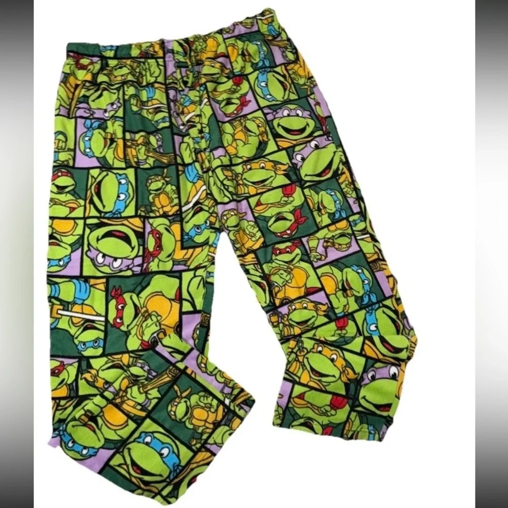Nickelodeon Viacom Green & Yellow TMNT Cotton Pajama Pants Men XL NEW